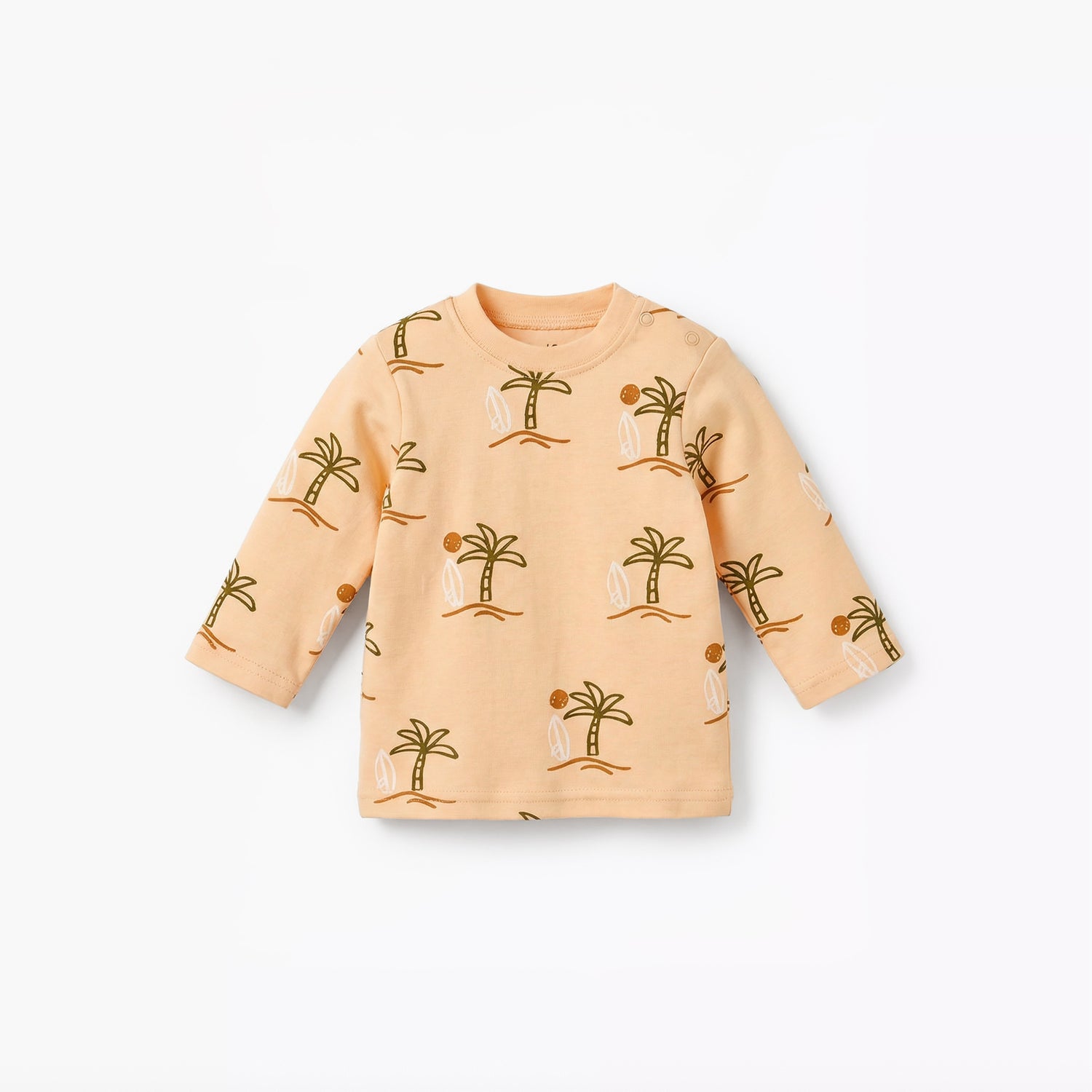 Juniors Cotton Round Neck Long Sleeves Pyjama Set with Palm Tree Print