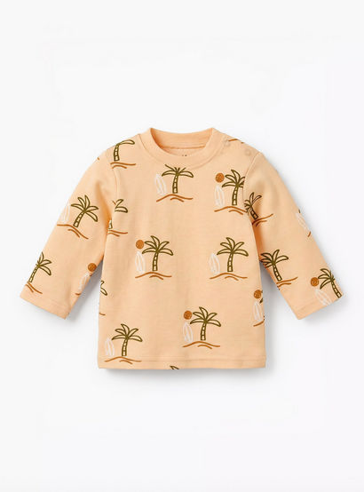 Juniors Cotton Round Neck Long Sleeves Pyjama Set with Palm Tree Print-baby-boys-clothing-nightwear-pyjamasets-image-2