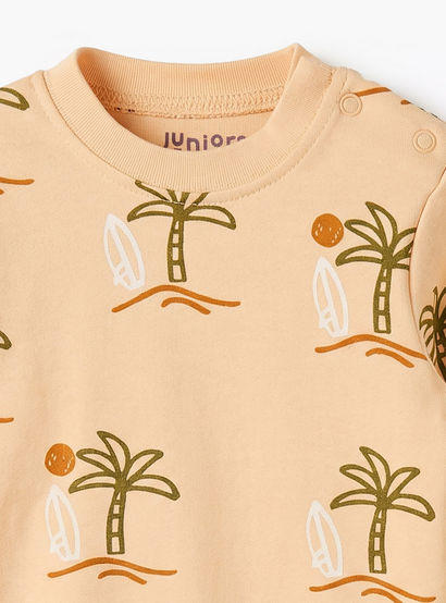 Juniors Cotton Round Neck Long Sleeves Pyjama Set with Palm Tree Print-baby-boys-clothing-nightwear-pyjamasets-image-4