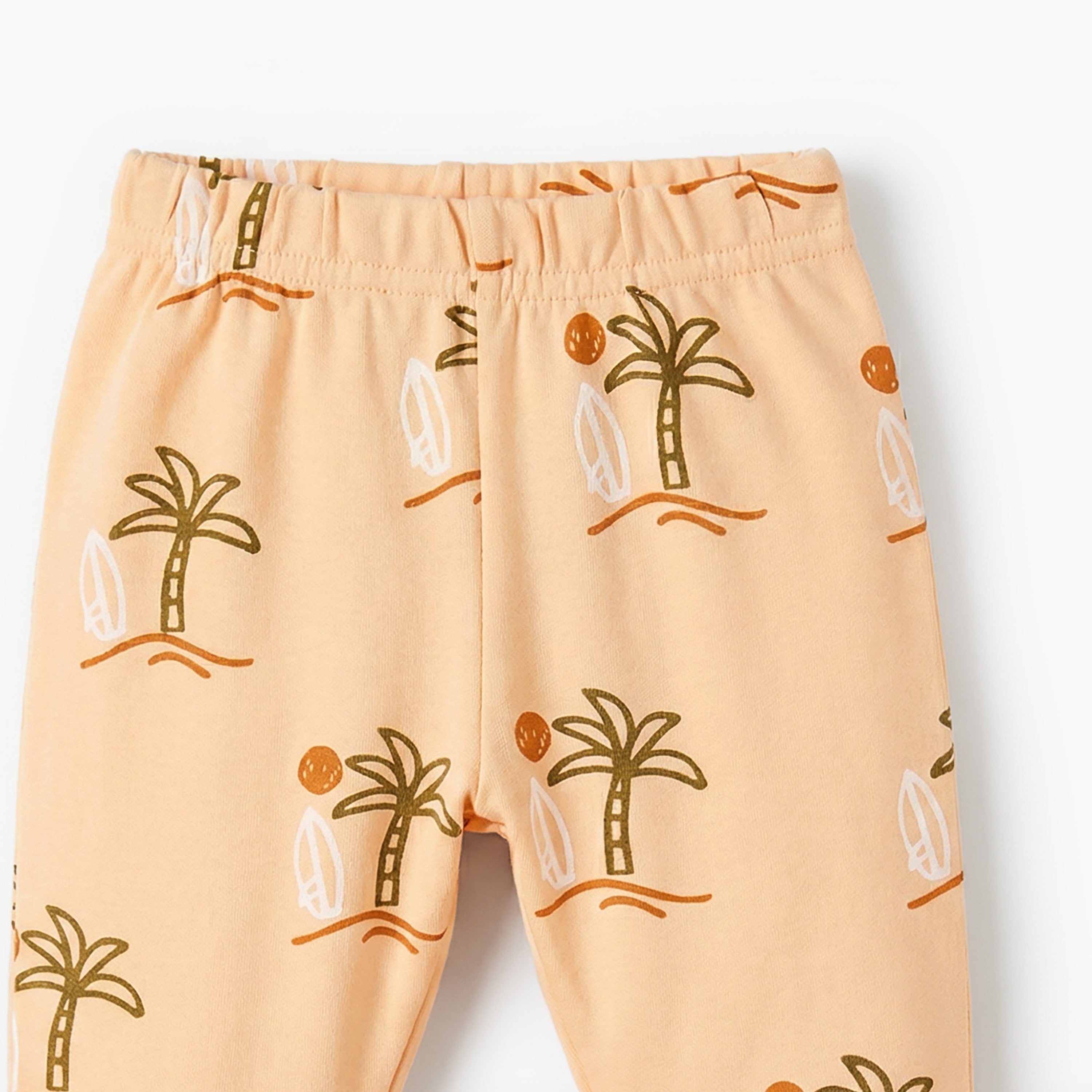 Juniors Cotton Round Neck Long Sleeves Pyjama Set with Palm Tree Print
