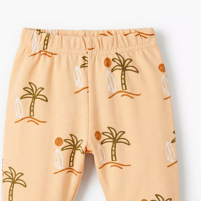 Juniors Cotton Round Neck Long Sleeves Pyjama Set with Palm Tree Print