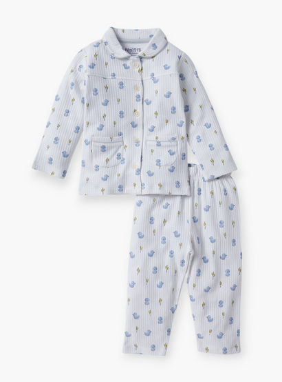 Juniors Tiger Print Long Sleeves T-shirt and Pyjama Set-baby-girls-clothing-nightwear-pyjamasets-image-1
