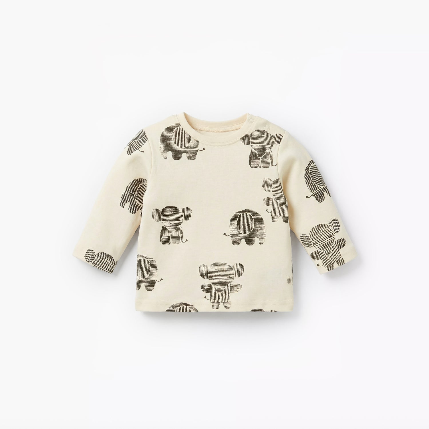 Juniors Cotton Round Neck Long Sleeves Pyjama Set with Elephant Print