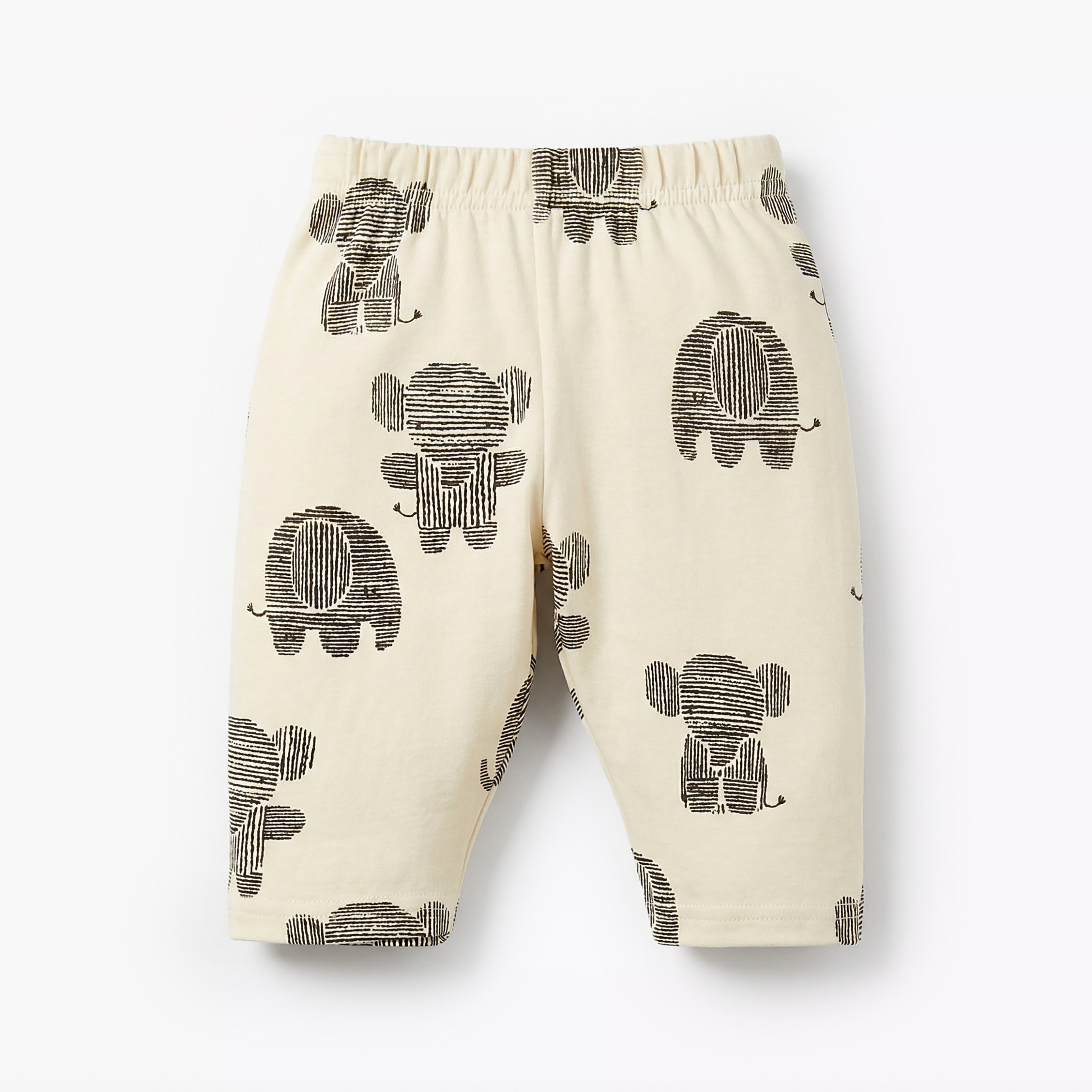 Juniors Cotton Round Neck Long Sleeves Pyjama Set with Elephant Print