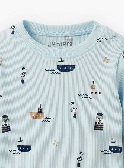 Juniors Cotton Round Neck Long Sleeves Pyjama Set with Nautical Print-baby-boys-clothing-nightwear-pyjamasets-image-5