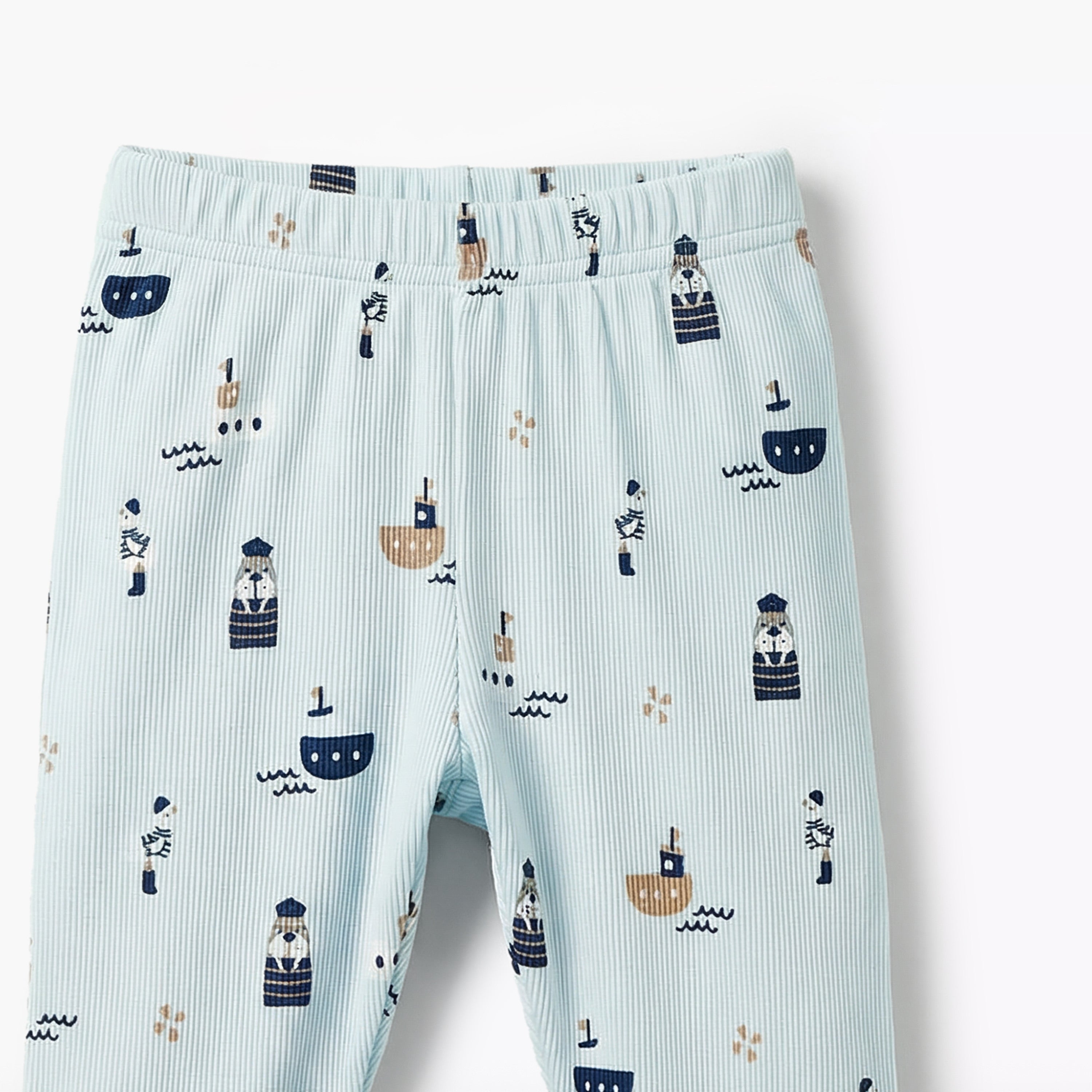 Juniors Cotton Round Neck Long Sleeves Pyjama Set with Nautical Print