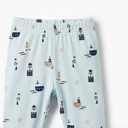 Juniors Cotton Round Neck Long Sleeves Pyjama Set with Nautical Print