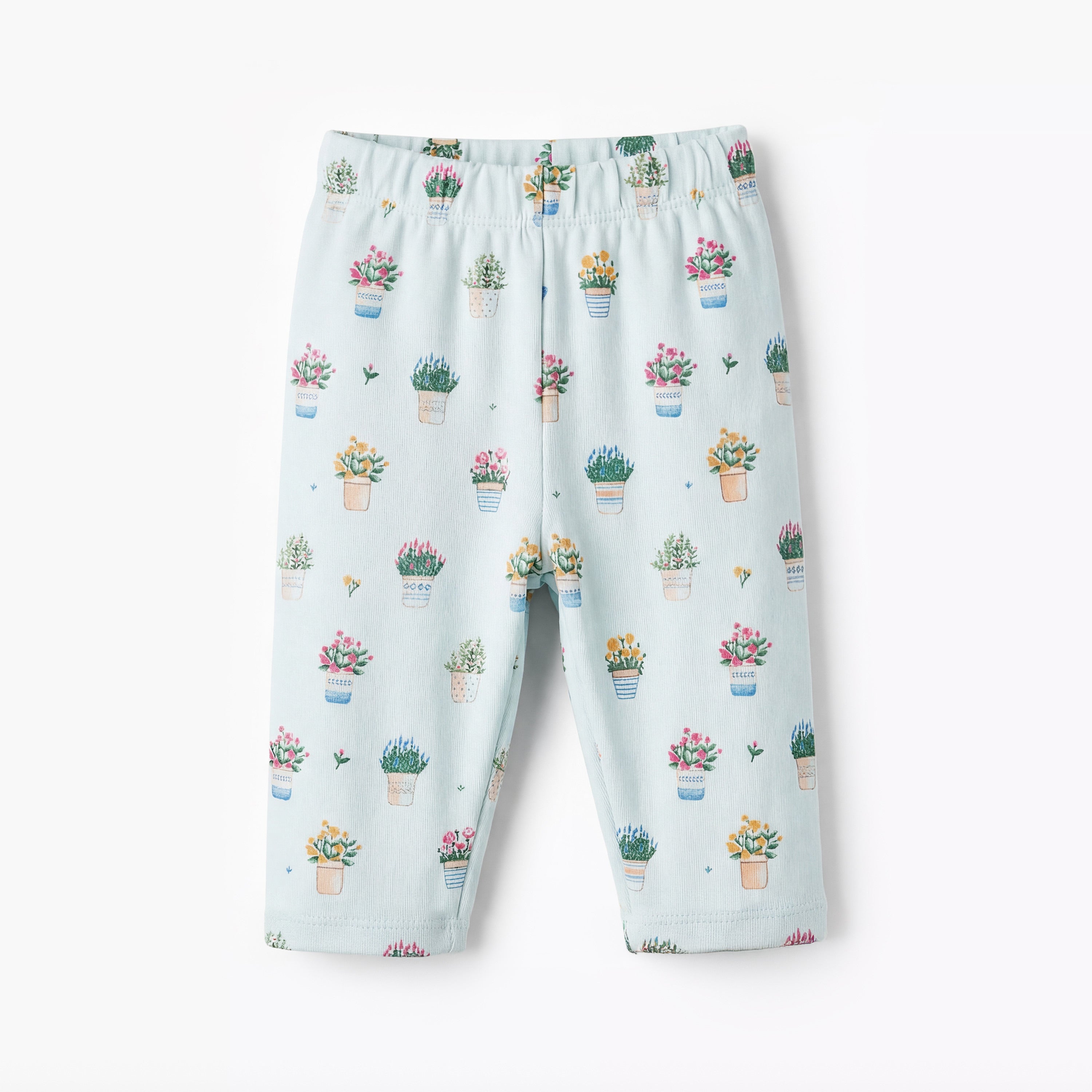 Juniors Cotton Round Neck Long Sleeves Pyjama Set with Flower Pot Print