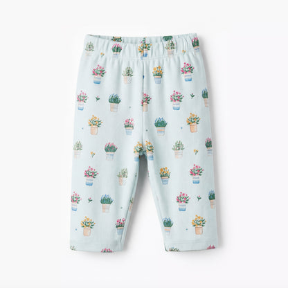 Juniors Cotton Round Neck Long Sleeves Pyjama Set with Flower Pot Print