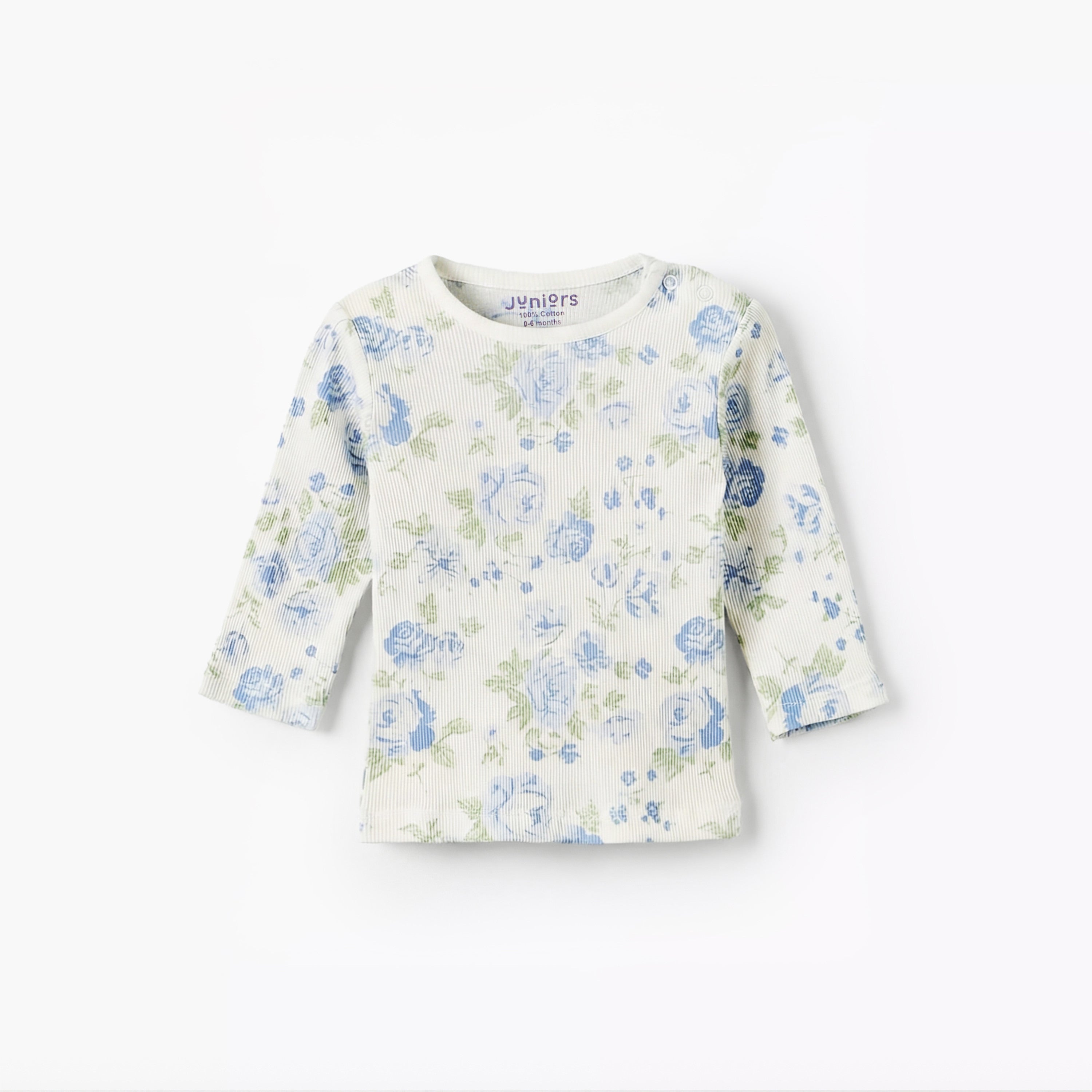 Juniors Cotton Round Neck Long Sleeves Pyjama Set with Floral Print