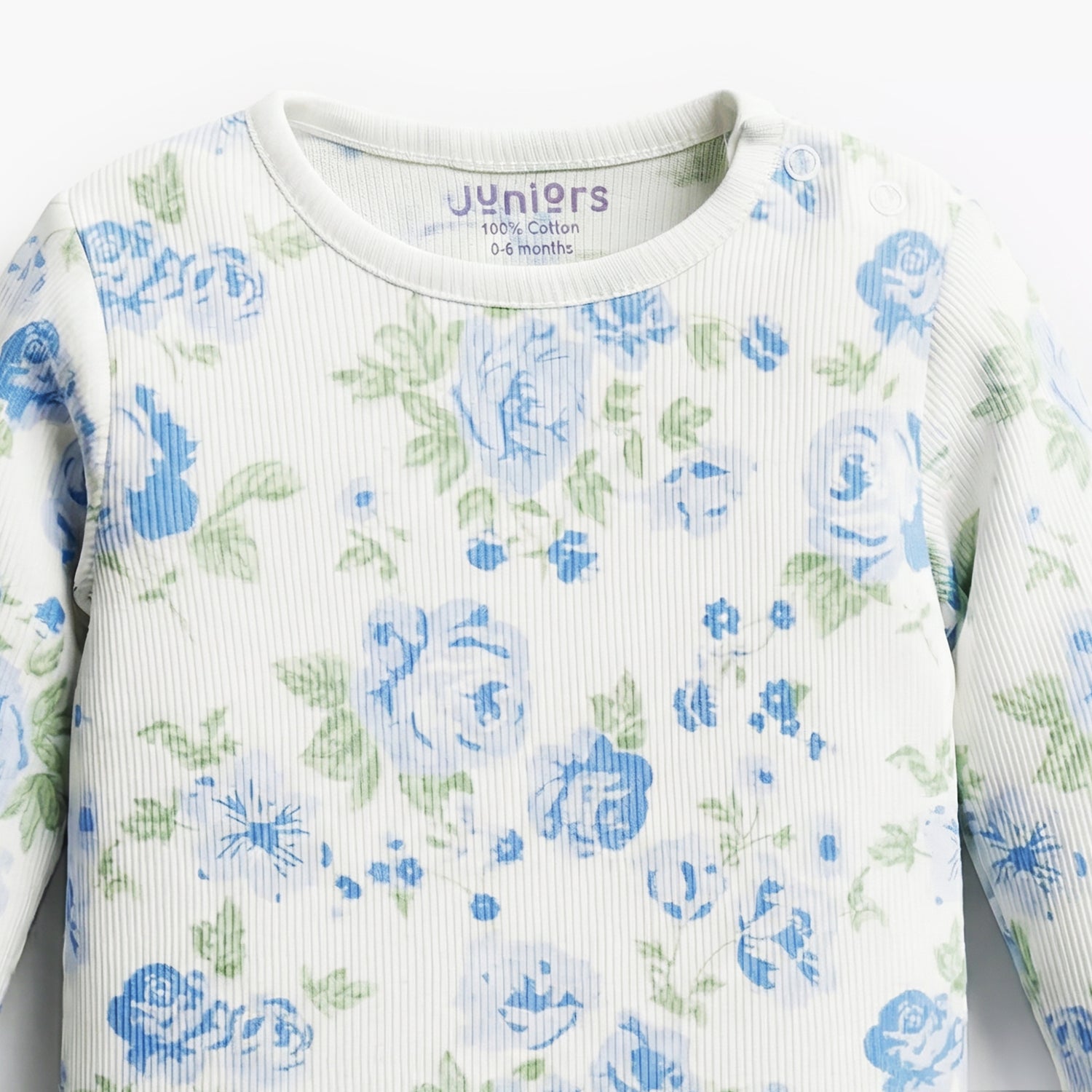 Juniors Cotton Round Neck Long Sleeves Pyjama Set with Floral Print
