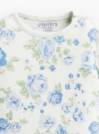 Juniors Cotton Round Neck Long Sleeves Pyjama Set with Floral Print-baby-girls-clothing-nightwear-pyjamasets-image-4