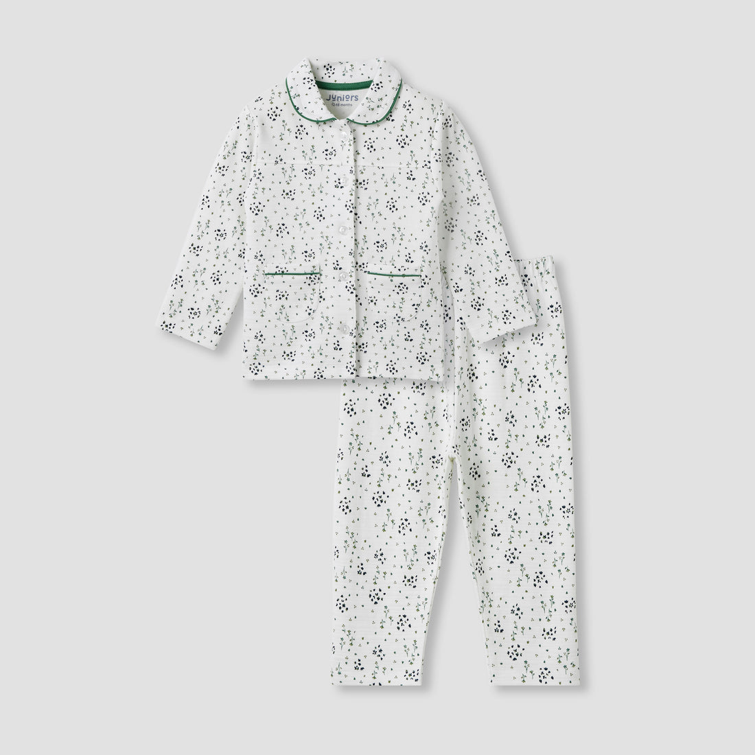 Juniors Floral Print Shirt and Pyjama Set - White / 12-18 mths