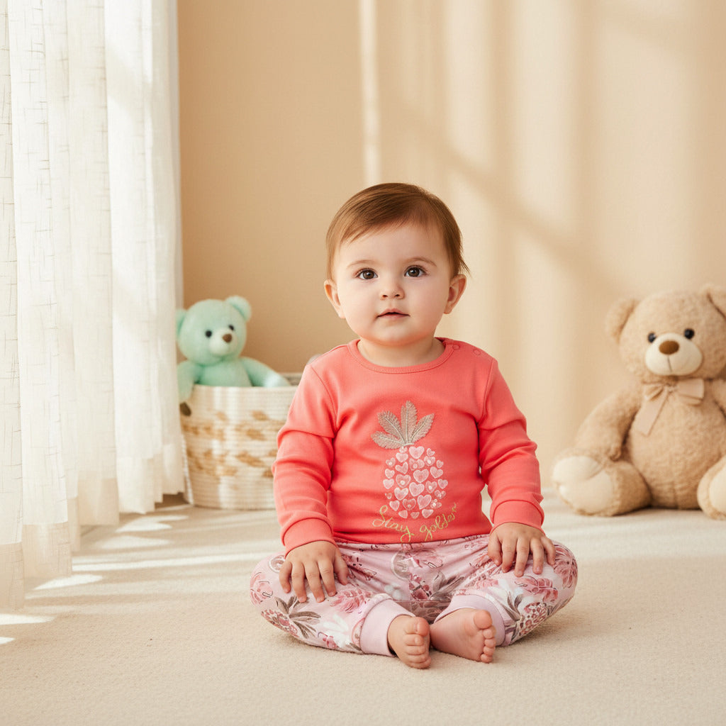 Juniors Pineapple Print T-shirt and Pyjama Set