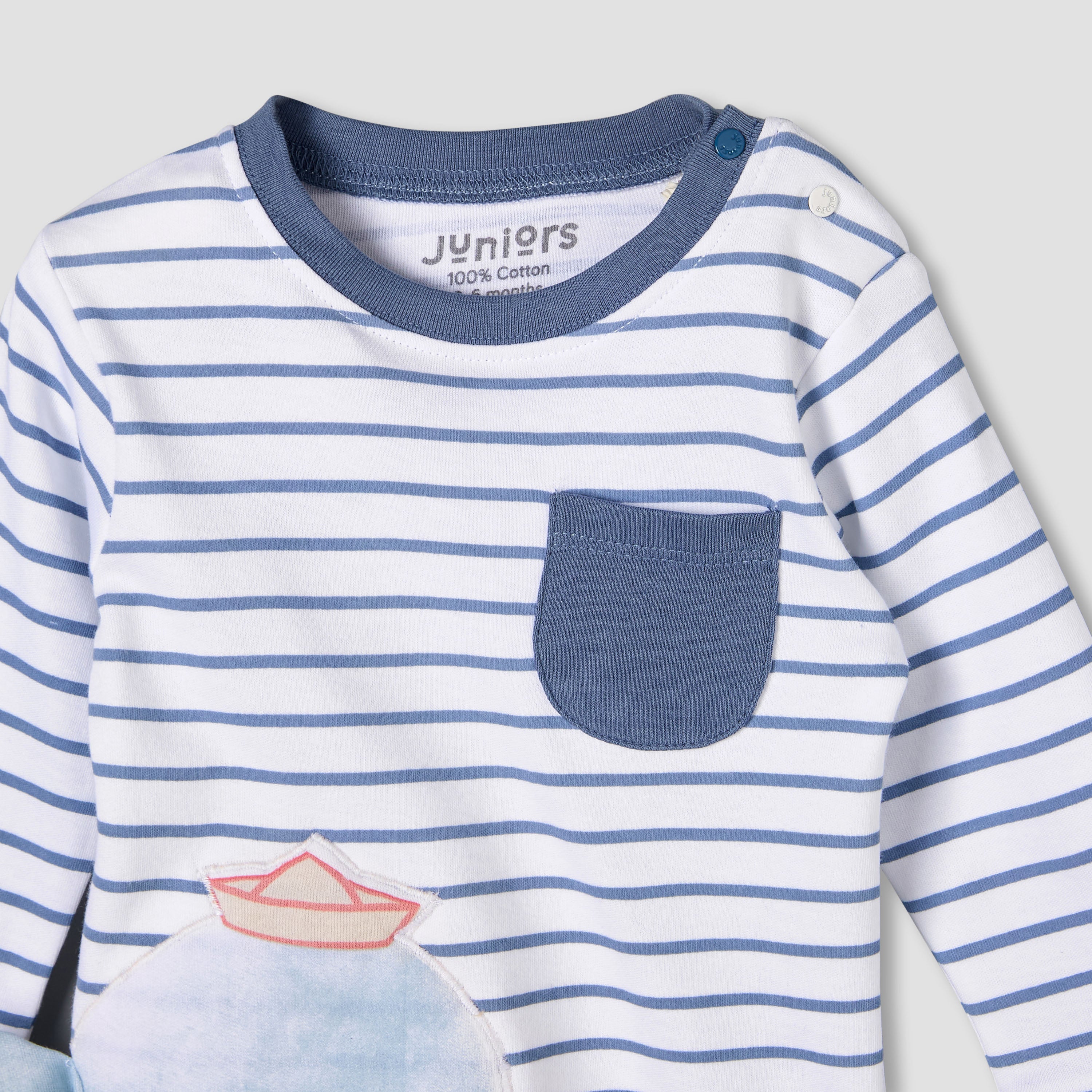 Juniors Cotton Round Neck Long Sleeve Pyjama Set with Print