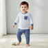 Juniors Cotton Round Neck Long Sleeve Pyjama Set with Print - Blue / 18-24 mths