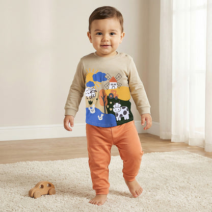 Juniors Farmyard Print T-shirt and Pyjama Set