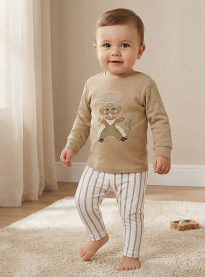 Juniors Cotton Round Neck Long Sleeves Pyjama Set with Bear Print-baby-boys-clothing-nightwear-pyjamasets-image-1