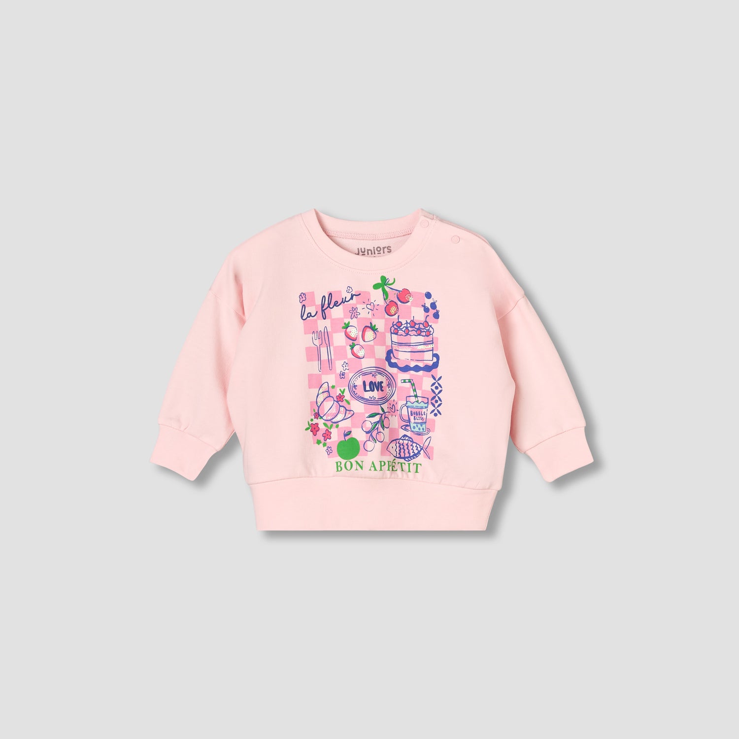 Juniors Cotton Round Neck Long Sleeve Pyjama Set with Print