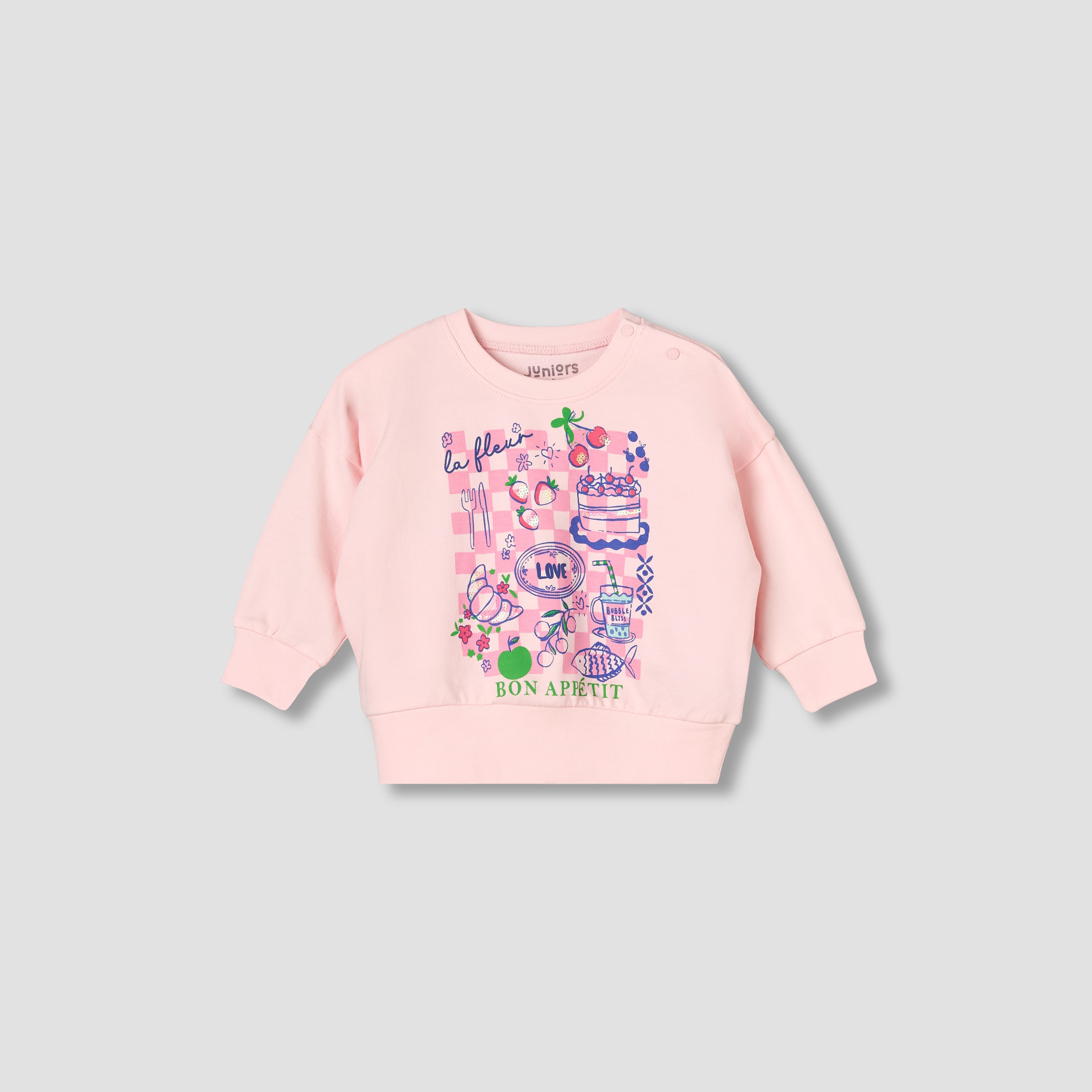 Juniors Cotton Round Neck Long Sleeve Pyjama Set with Print