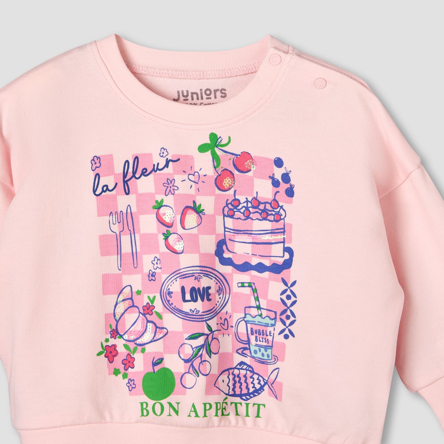 Juniors Cotton Round Neck Long Sleeve Pyjama Set with Print