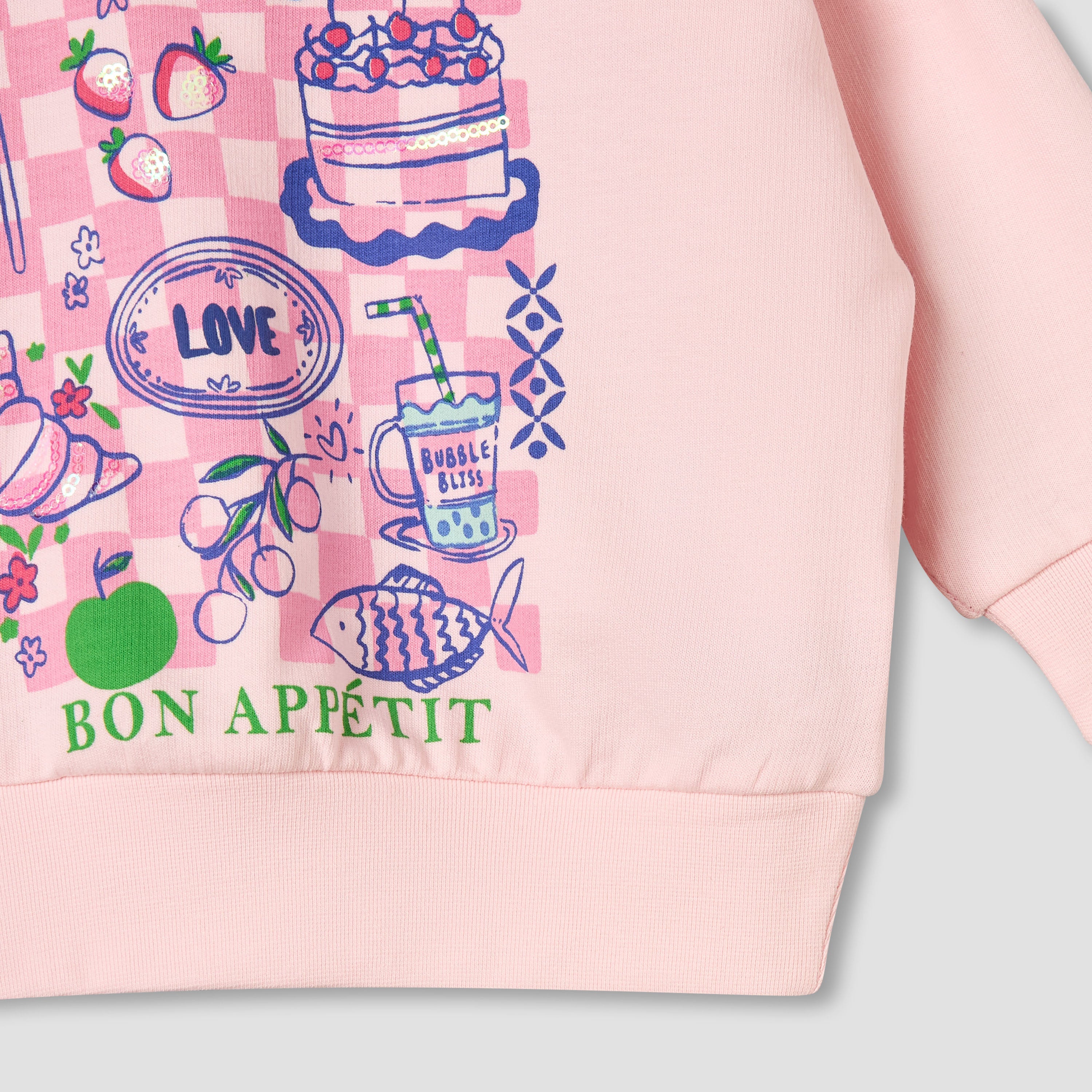 Juniors Cotton Round Neck Long Sleeve Pyjama Set with Print