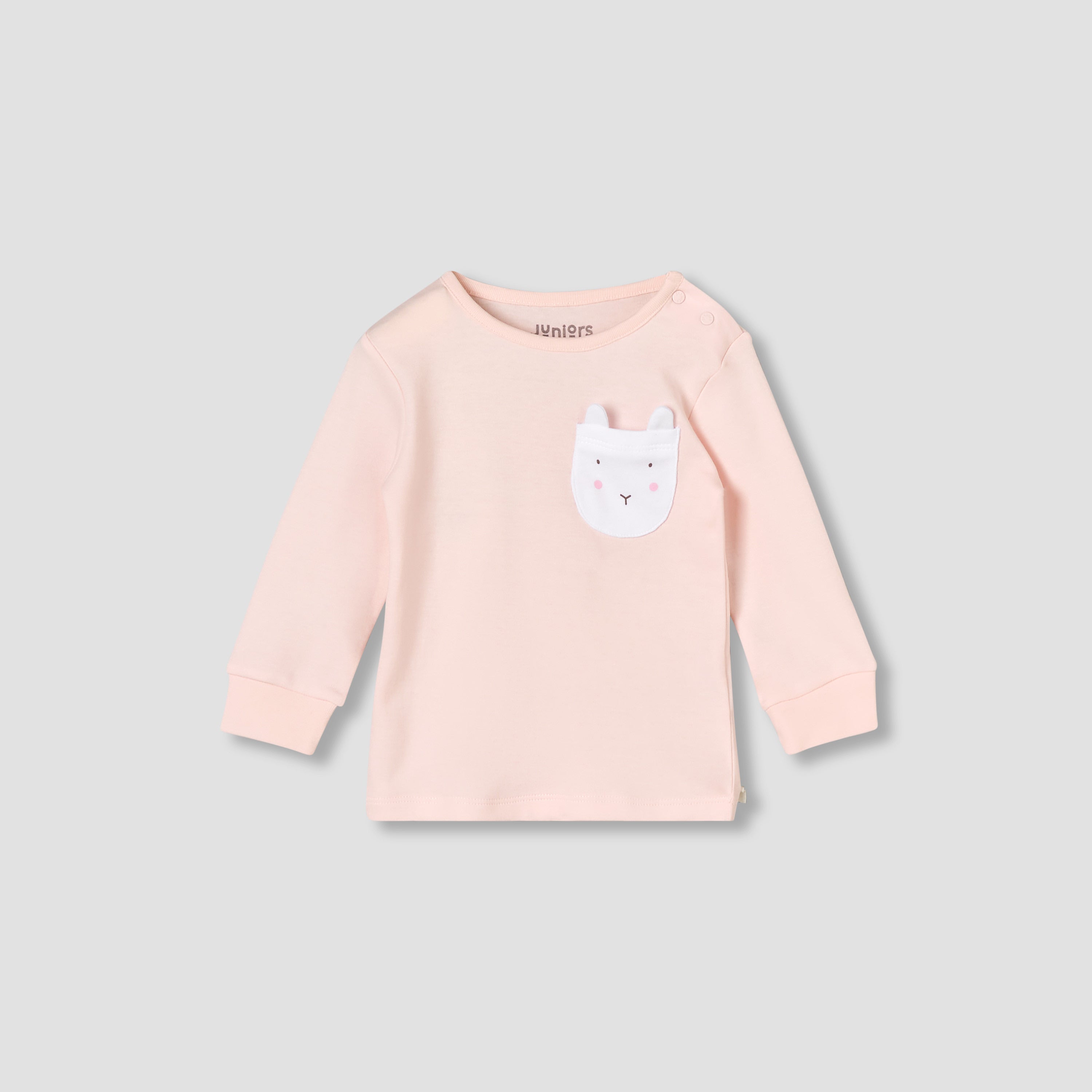 Juniors Cotton Round Neck Long Sleeve Pyjama Set with Bunny Print