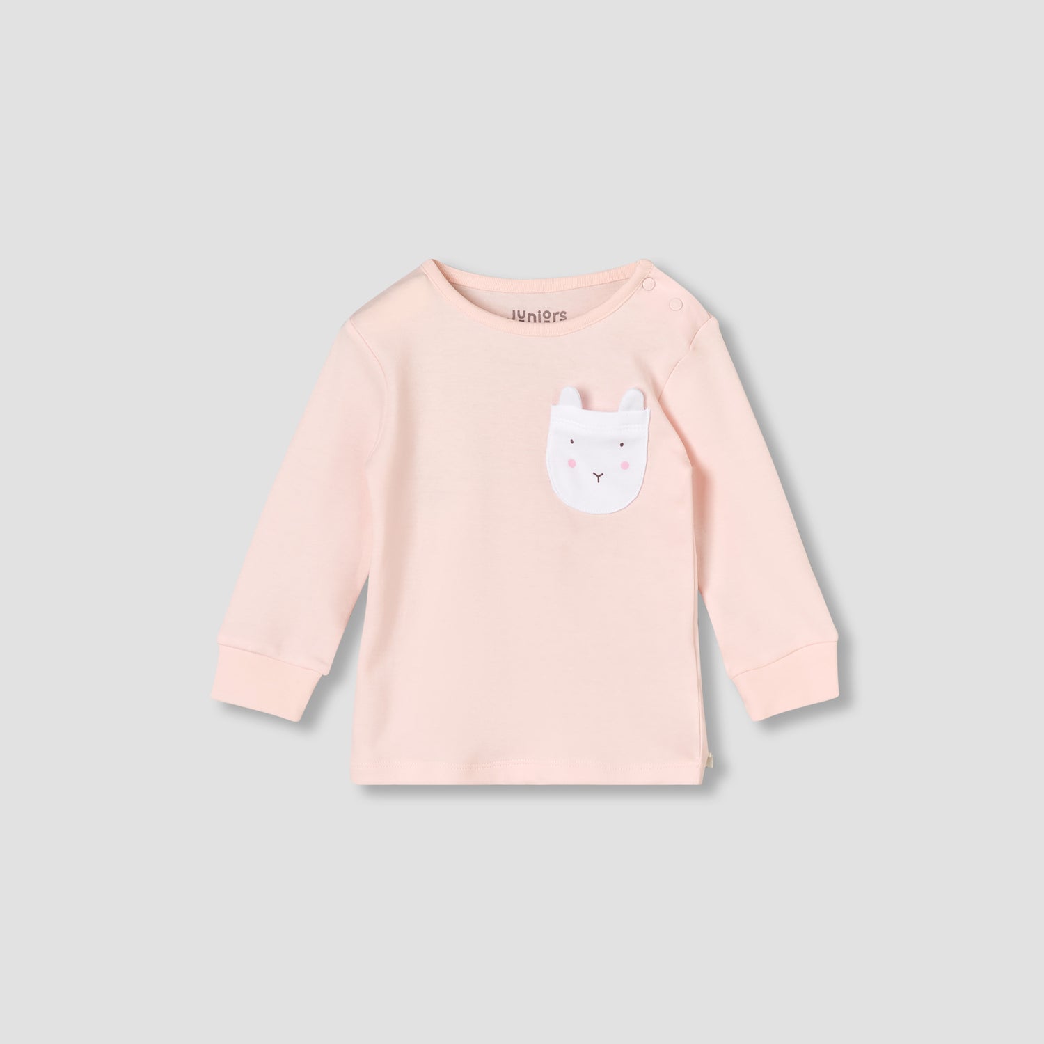 Juniors Cotton Round Neck Long Sleeve Pyjama Set with Bunny Print