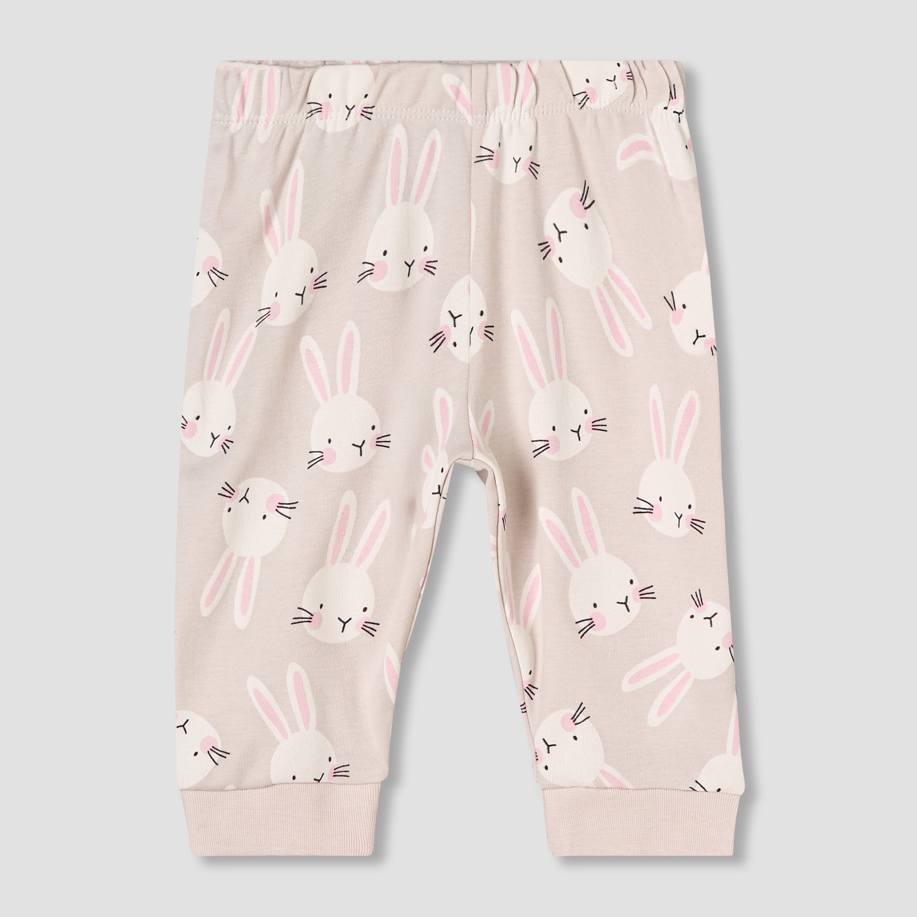 Juniors Cotton Round Neck Long Sleeve Pyjama Set with Bunny Print