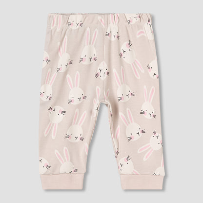 Juniors Cotton Round Neck Long Sleeve Pyjama Set with Bunny Print