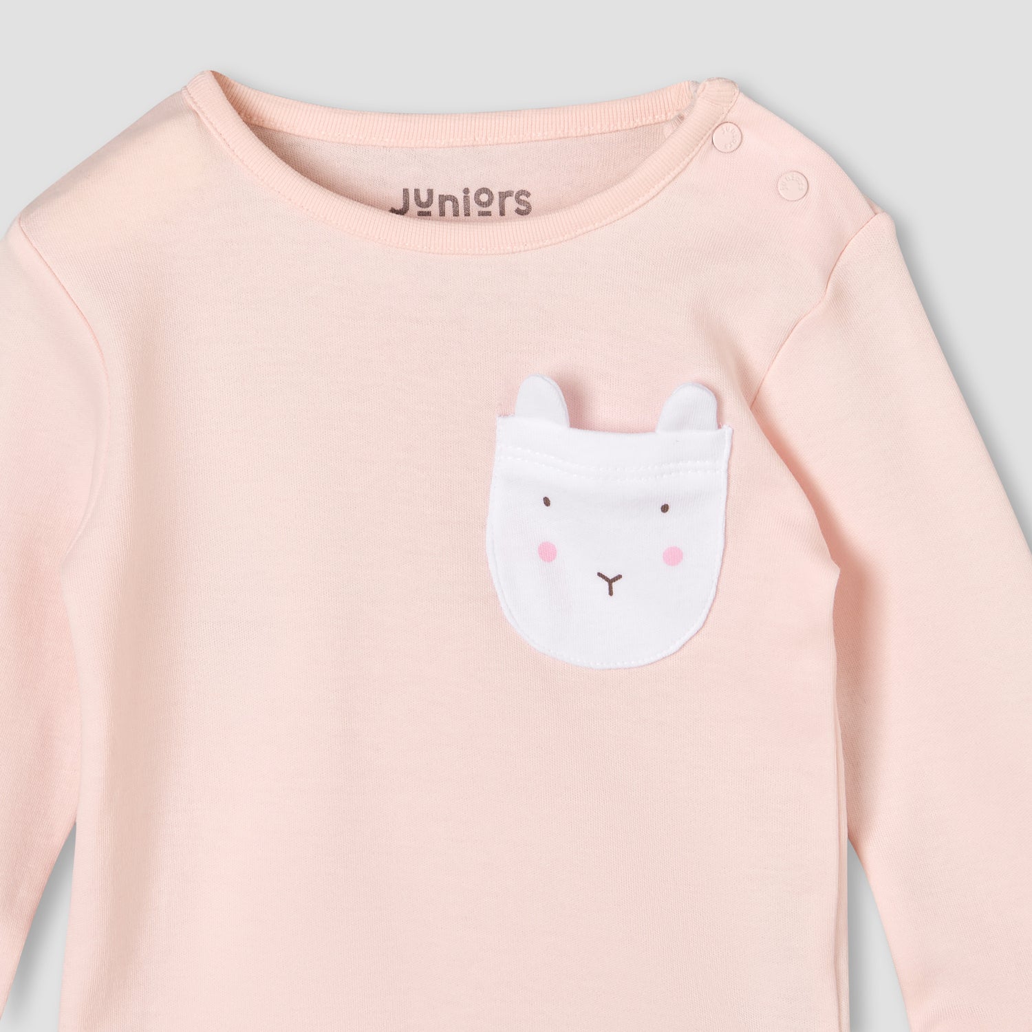 Juniors Cotton Round Neck Long Sleeve Pyjama Set with Bunny Print