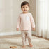 Juniors Cotton Round Neck Long Sleeve Pyjama Set with Bunny Print - Peach / 18-24 mths