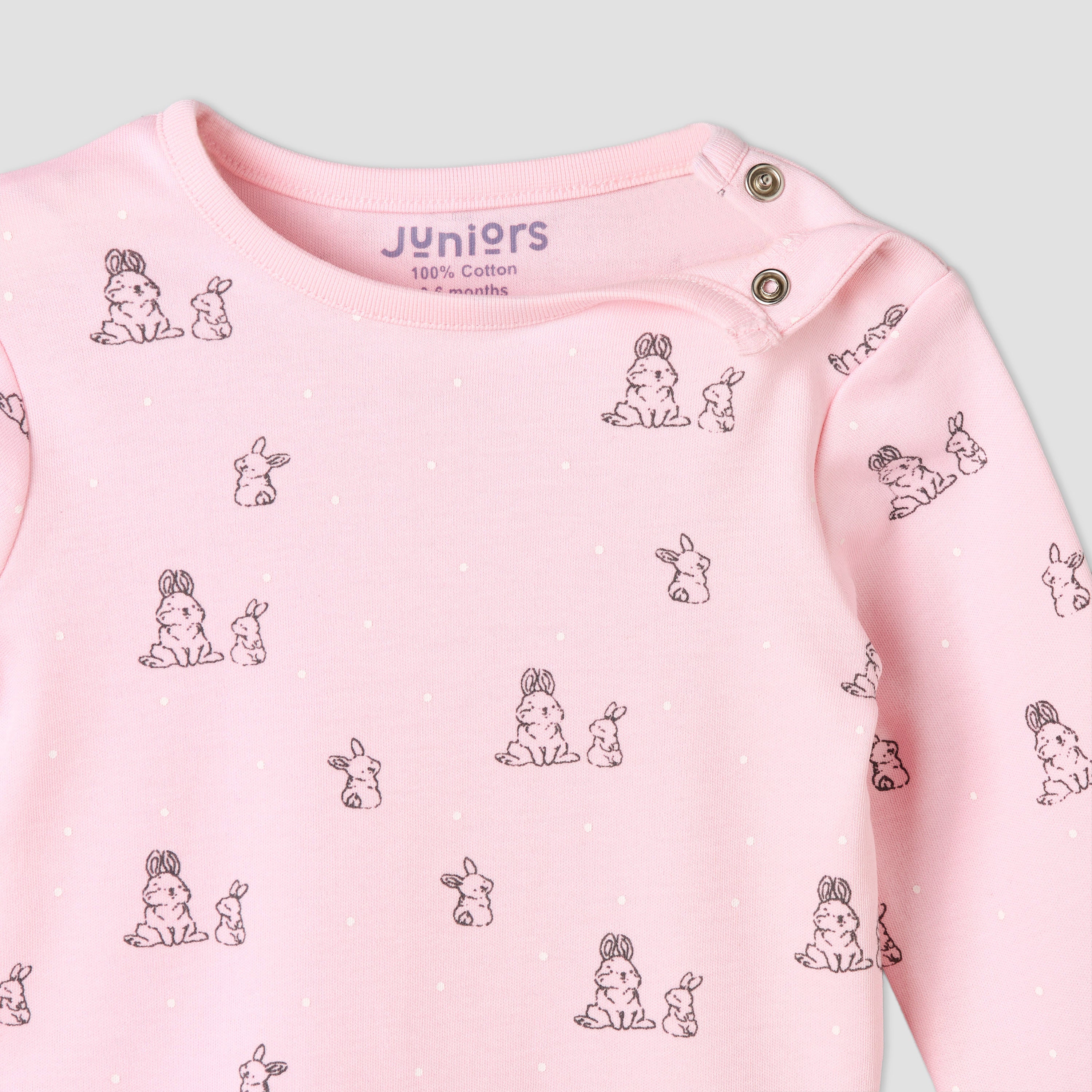 Pack of 4 Juniors Cotton Crew Neck Long Sleeves Pyjama Set with Fun Print