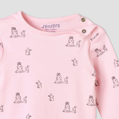 Pack of 4 Juniors Cotton Crew Neck Long Sleeves Pyjama Set with Fun Print