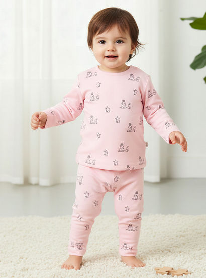 Pack of 4 Juniors Cotton Crew Neck Long Sleeves Pyjama Set with Fun Print-baby-girls-clothing-nightwear-pyjamasets-image-2