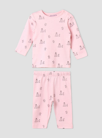 Pack of 4 Juniors Cotton Crew Neck Long Sleeves Pyjama Set with Fun Print-baby-girls-clothing-nightwear-pyjamasets-image-3