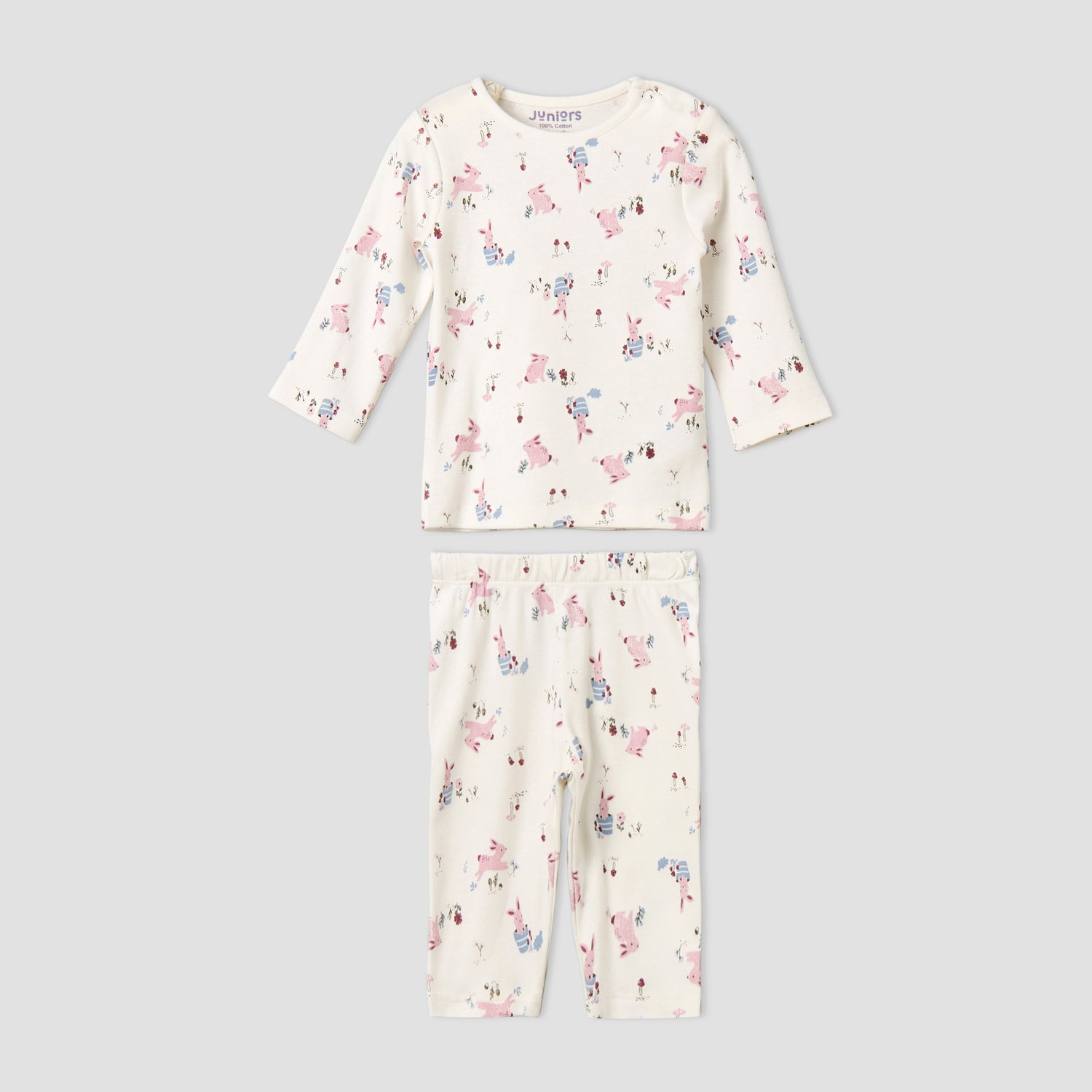 Pack of 4 Juniors Cotton Crew Neck Long Sleeves Pyjama Set with Fun Print