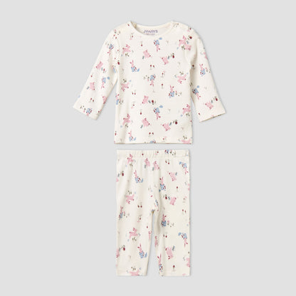 Pack of 4 Juniors Cotton Crew Neck Long Sleeves Pyjama Set with Fun Print