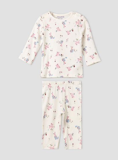 Pack of 4 Juniors Cotton Crew Neck Long Sleeves Pyjama Set with Fun Print-baby-girls-clothing-nightwear-pyjamasets-image-4