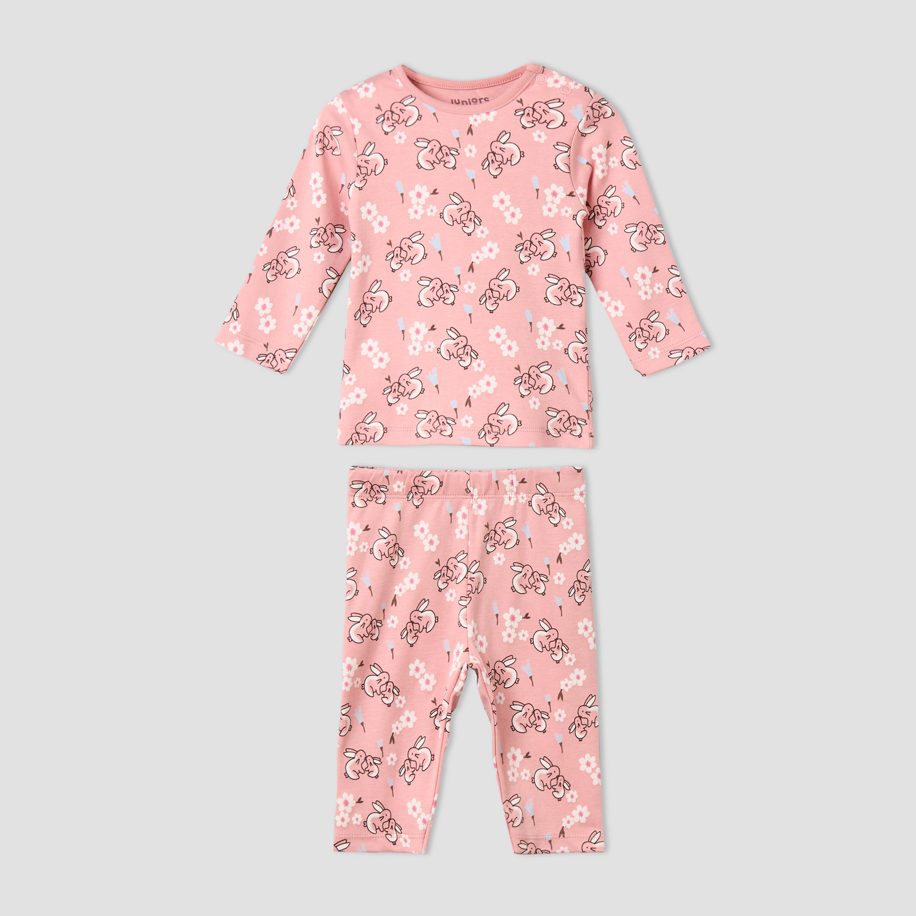 Pack of 4 Juniors Cotton Crew Neck Long Sleeves Pyjama Set with Fun Print