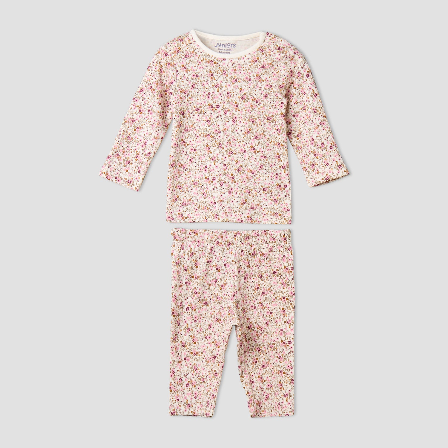 Pack of 4 Juniors Cotton Crew Neck Long Sleeves Pyjama Set with Fun Print
