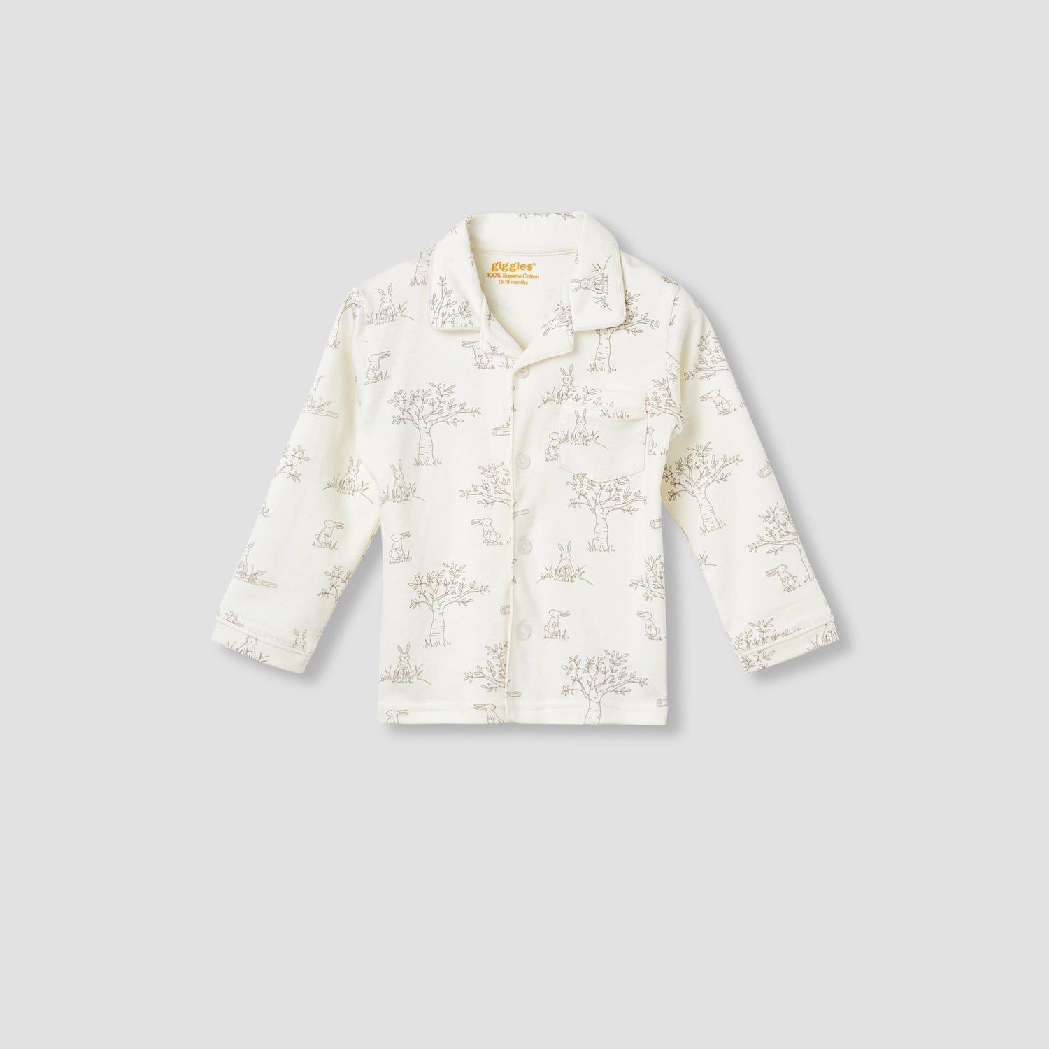 Giggles Rabbit Print Shirt and Pyjama Set