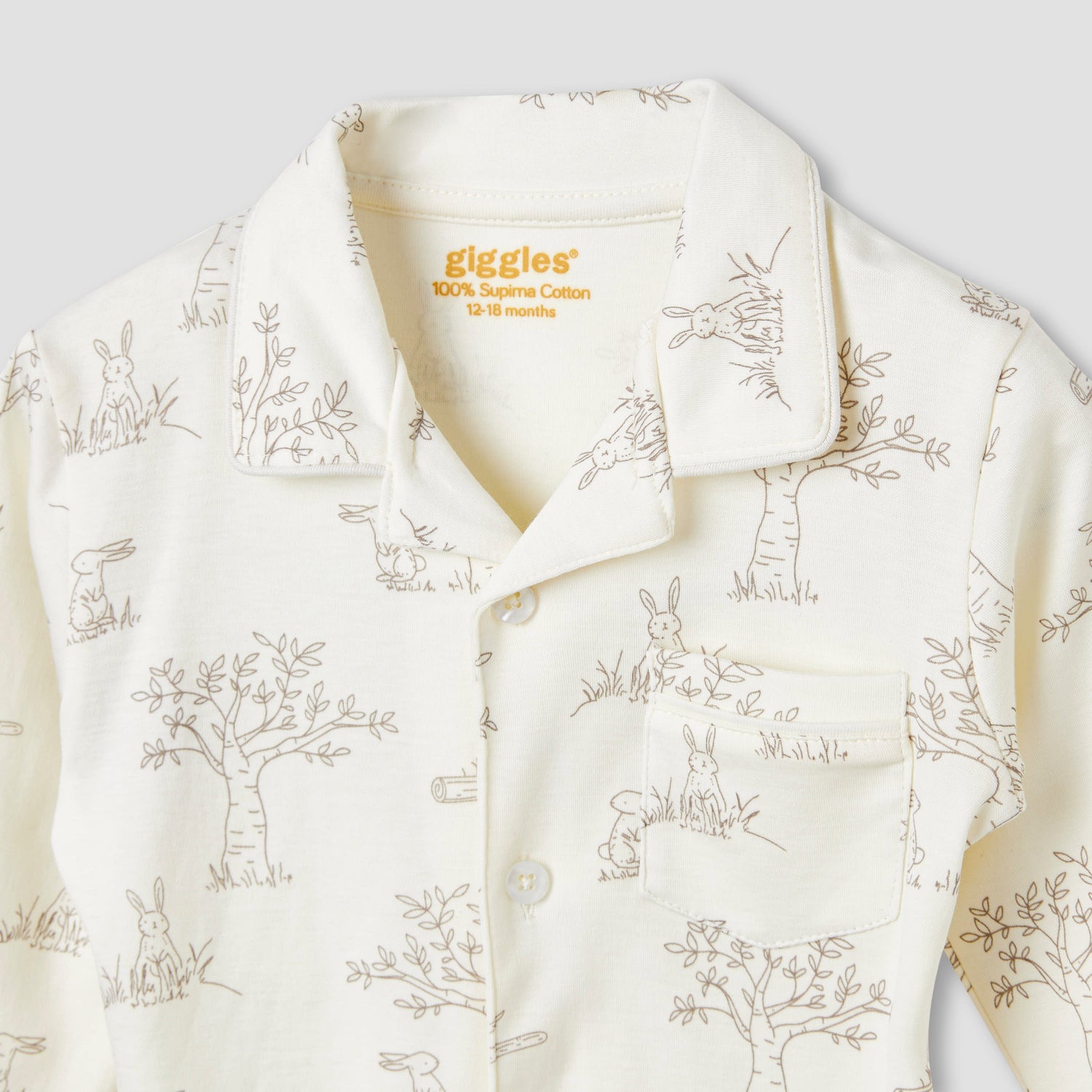 Giggles Rabbit Print Shirt and Pyjama Set