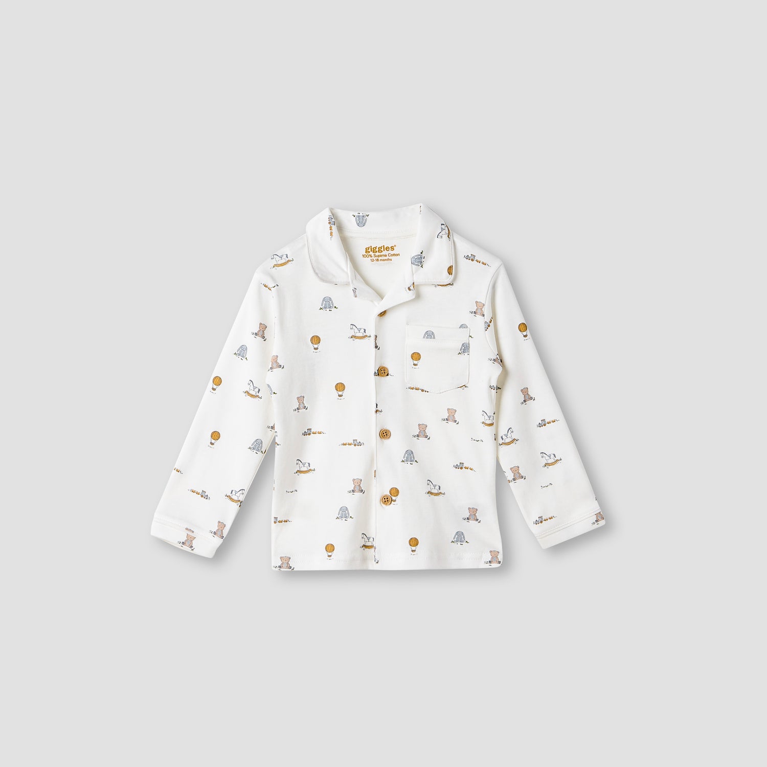 Giggles Toy Print Shirt and Pyjama Set