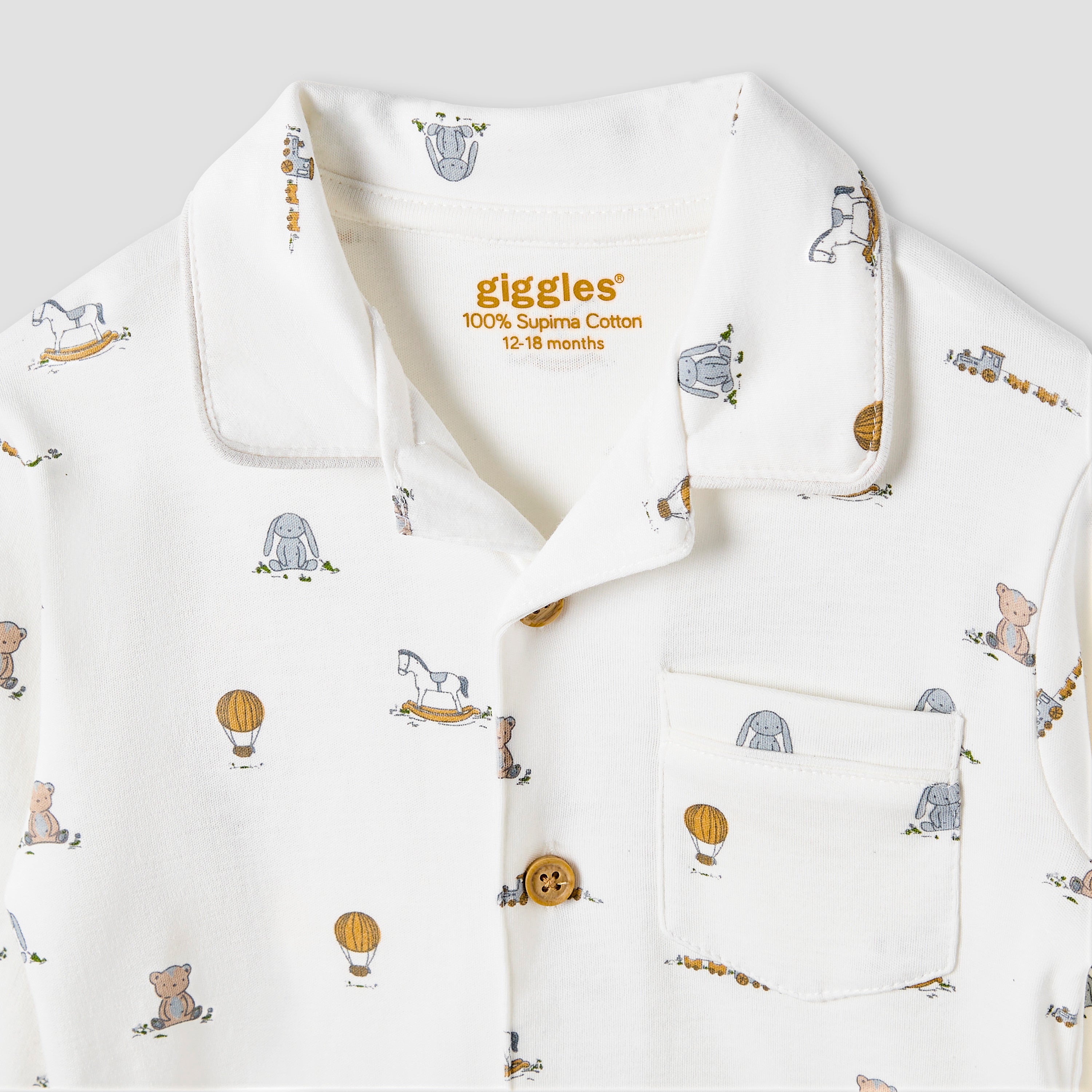 Giggles Toy Print Shirt and Pyjama Set
