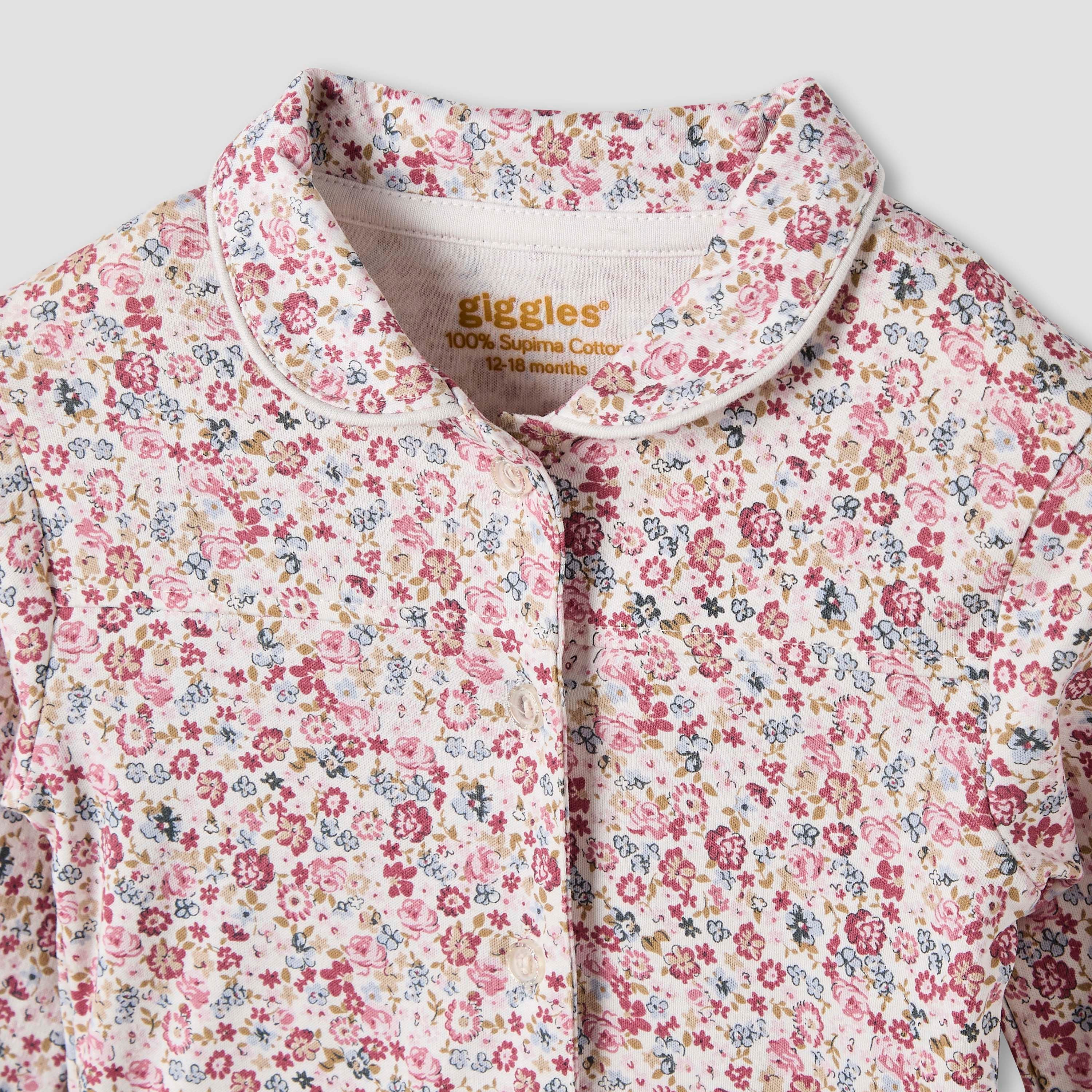 Giggles Floral Print Shirt and Pyjama Set