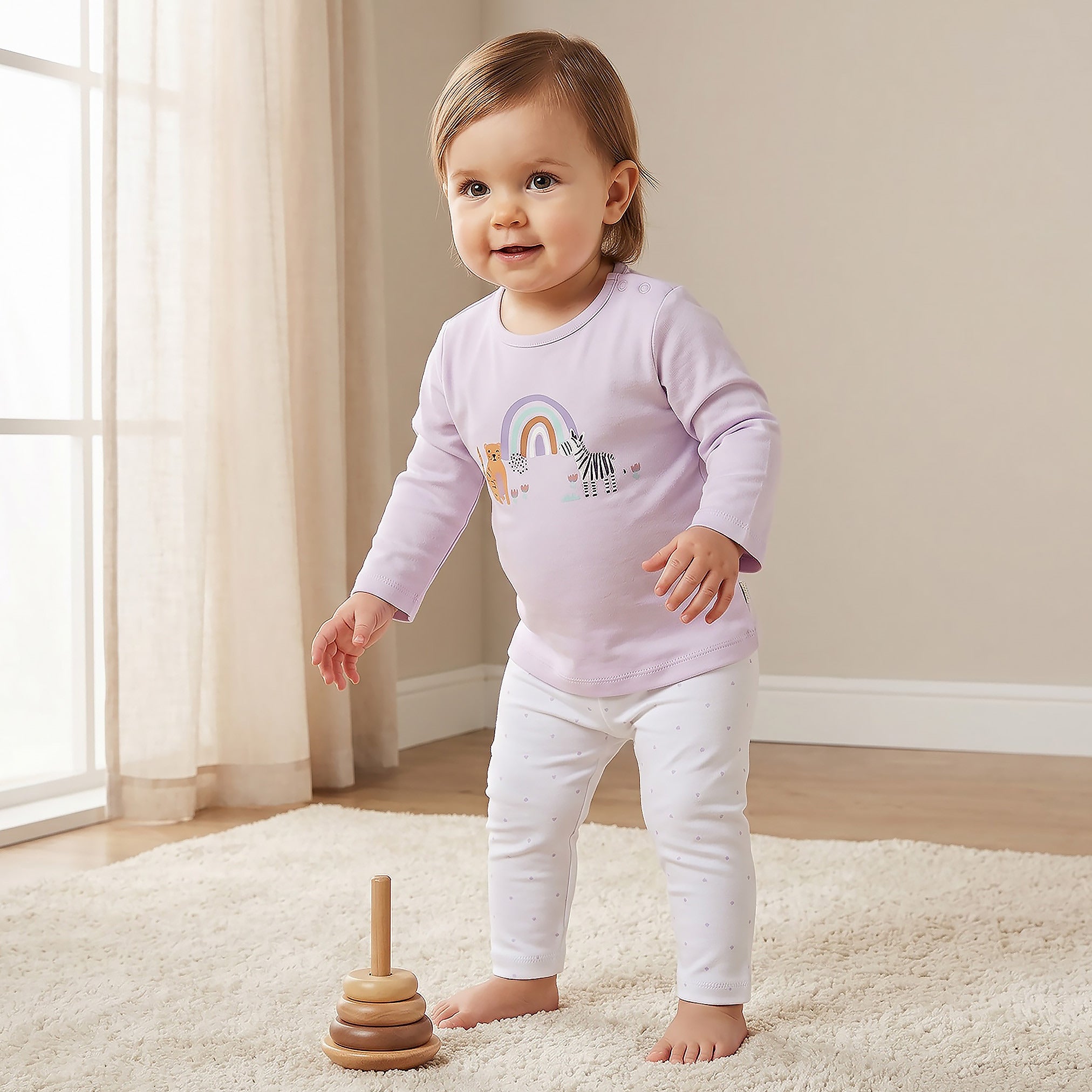 Set of 4 Juniors Cotton Crew Neck Long Sleeve Pyjama Set with Assorted Print