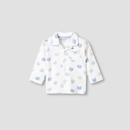 Juniors Pyjama Set with Bear Print - Cotton - Long Sleeves - Collar