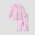 Juniors Pyjama Set with Bow Print - Cotton - Long Sleeves - Collared - Pink / 12-18 mths