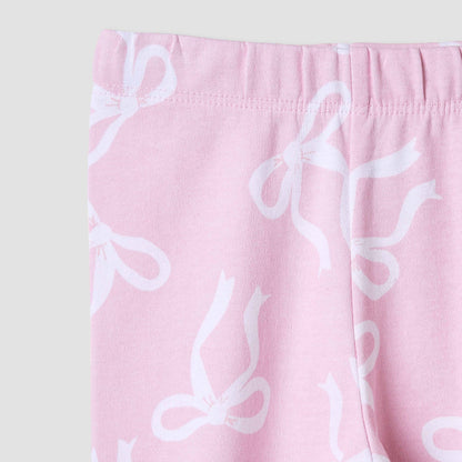 Juniors Pyjama Set with Bow Print - Cotton - Long Sleeves - Collared